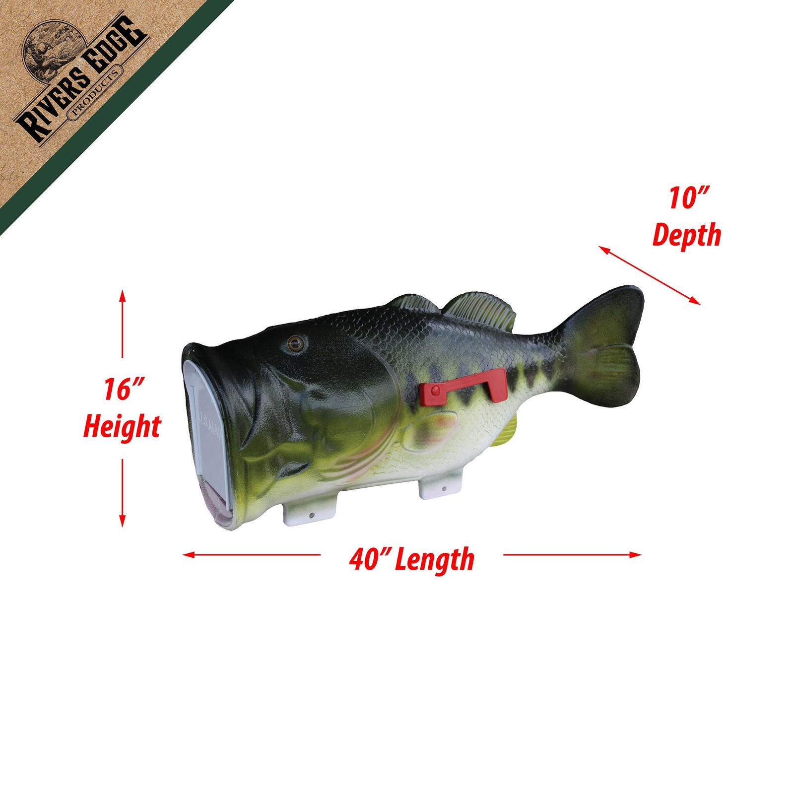 Largemouth Bass Fish Mailbox for Outside of Residential Home, Rural Mailbox