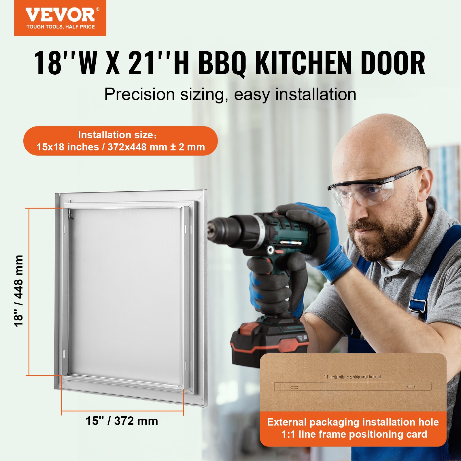 VEVOR 18×21 Inch BBQ Island Access Door Outdoor Kitchen Door Stainless Steel