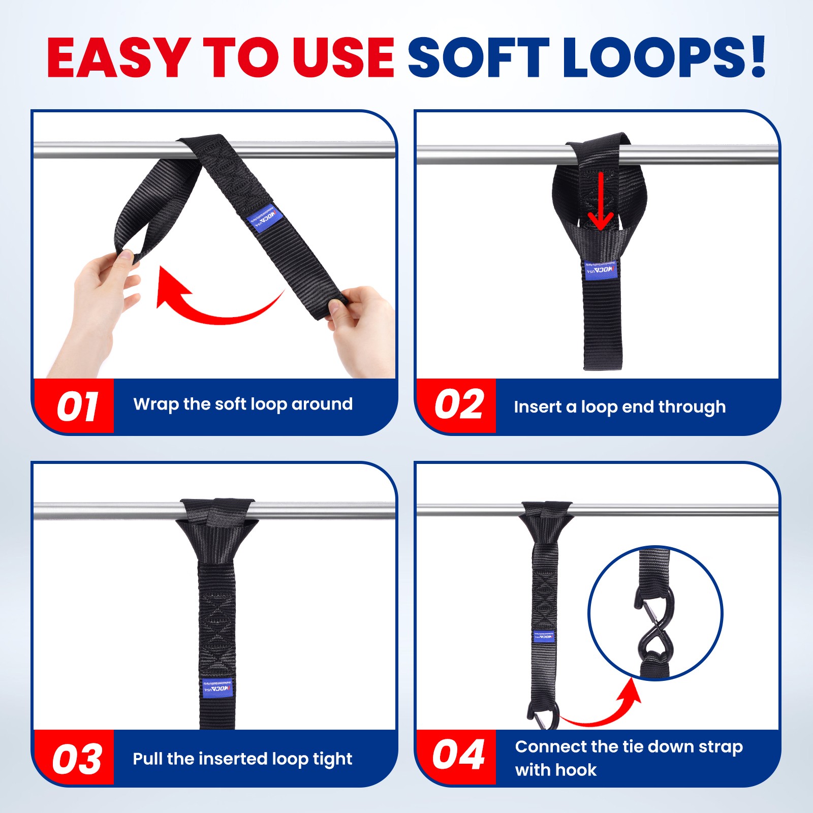 Heavy Duty Ratchet Tie Down Straps W/ Lock, 5200Lbs Breaking Strength 1.6″ x 8ft