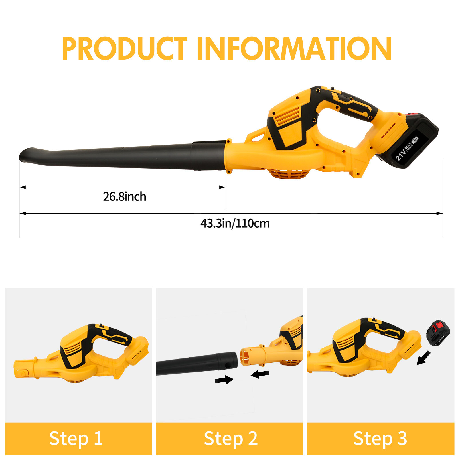 Cordless Leaf Blower W/ 2*3000mAh Battery and Charger 21V 140MPH 540CFM Electric