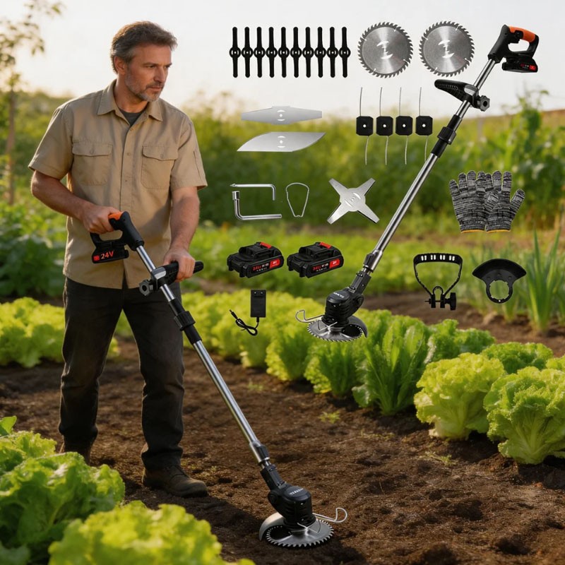 Cordless Weed Eater Electric Brush Cutter Lawn Edger Grass String Trimmer 24V