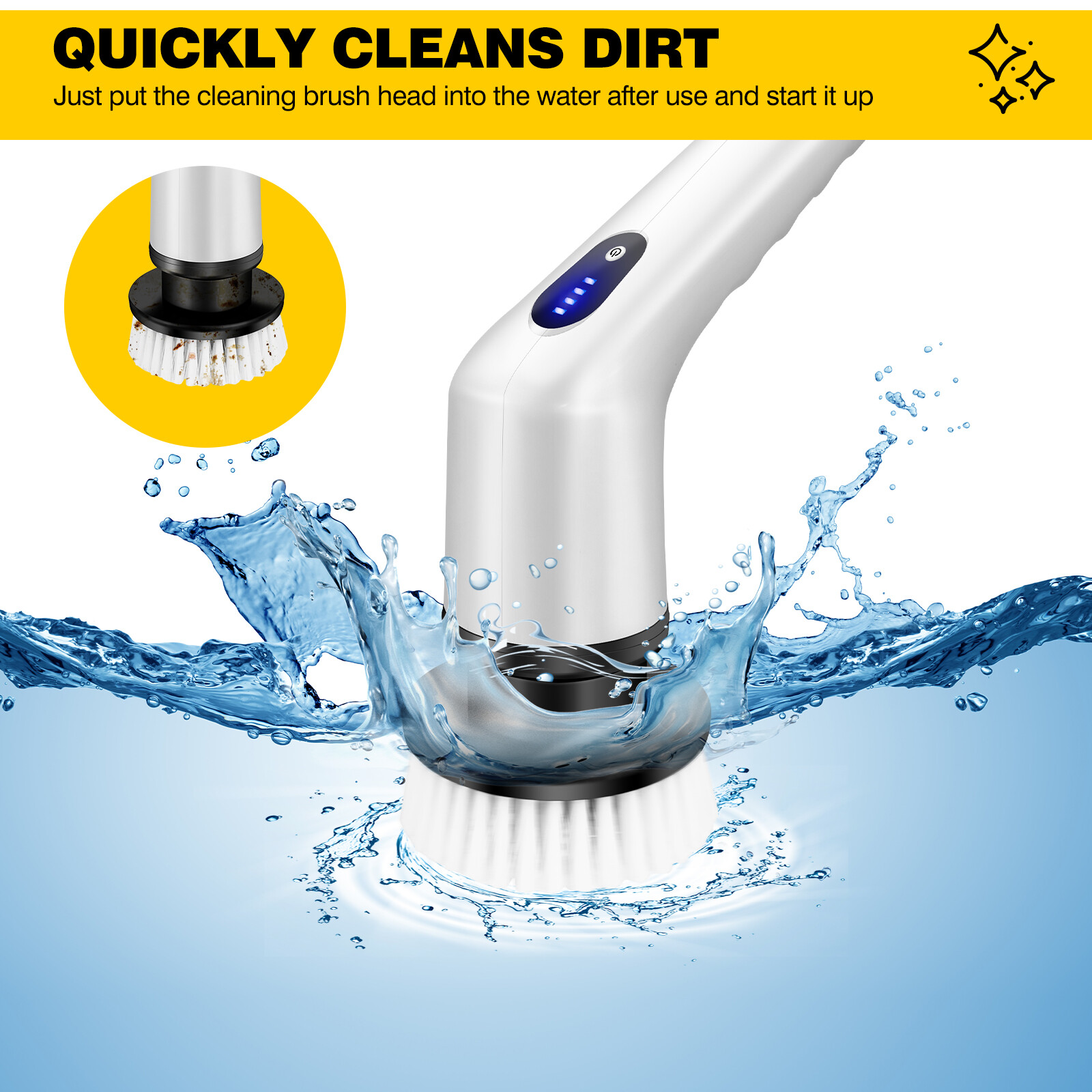 1500mAh Electric Spin Scrubber Cordless Bathtub Power Scrubber Cleaning Brush