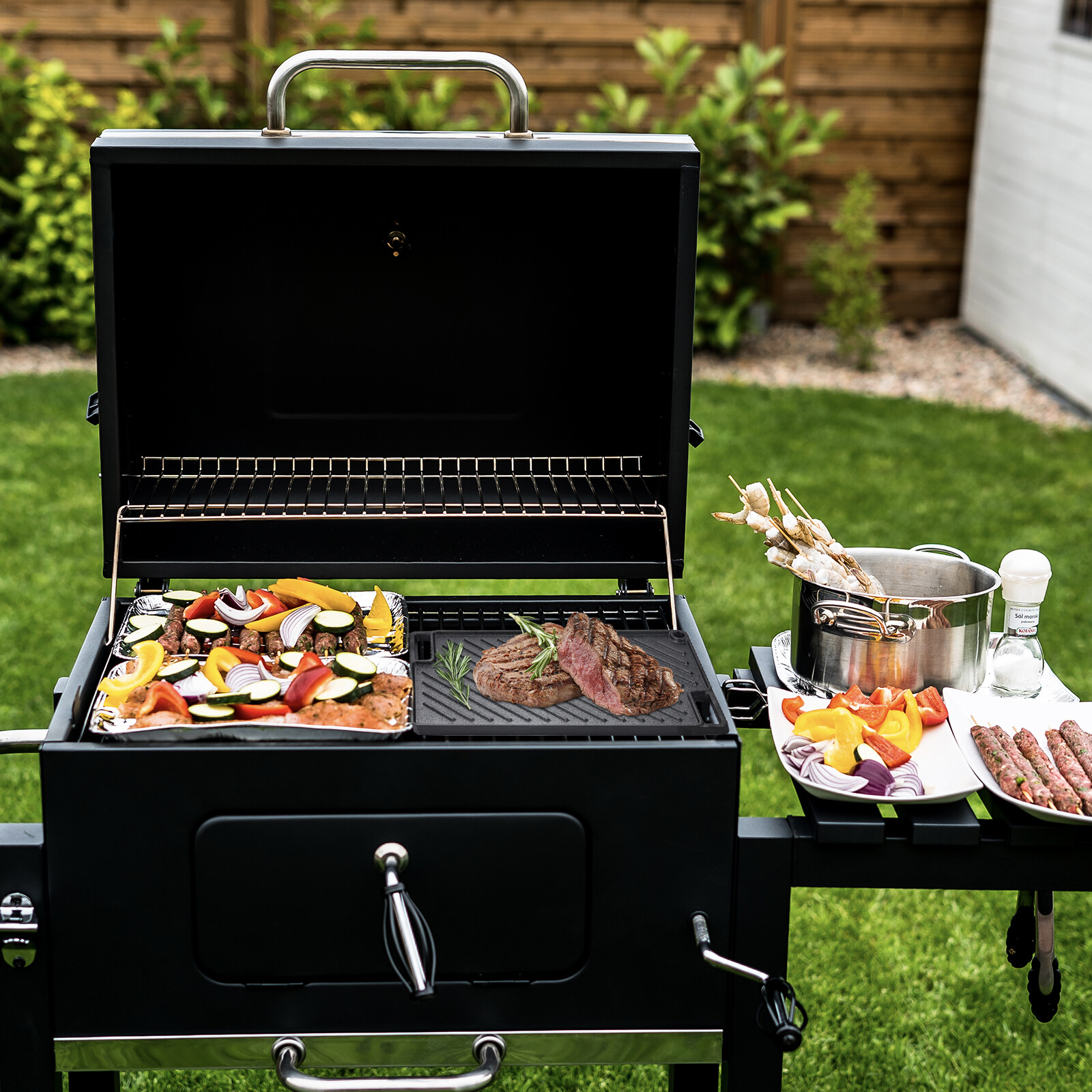 VEVOR 9.7″x16.7″ Reversible Grill Griddle BBQ Flat Stove Top Griddle Cast Iron