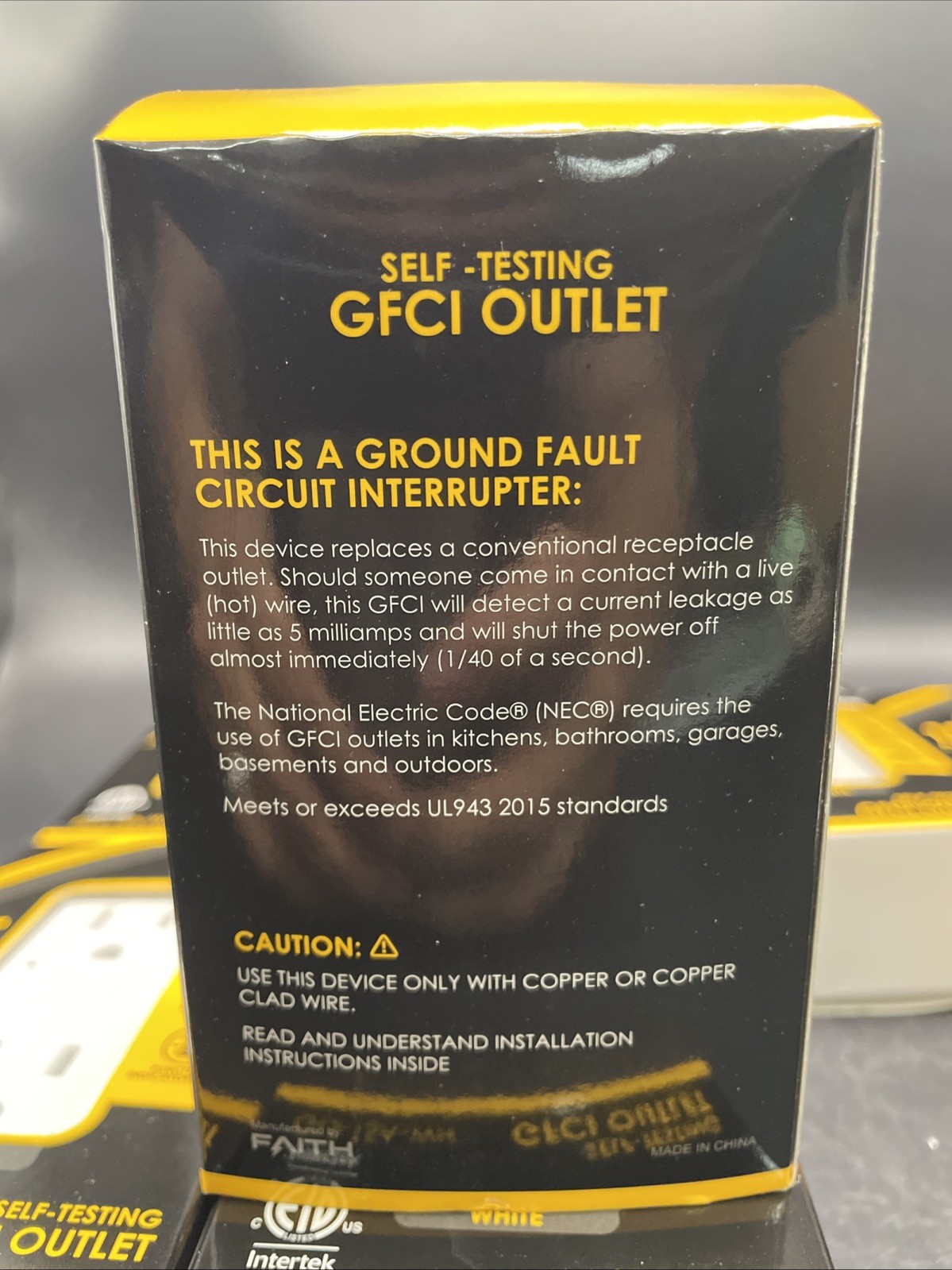 Faith Electric 15A 125v Gfci Outlet W/ Self-Test & Wall Plate (White) (10-Pack)