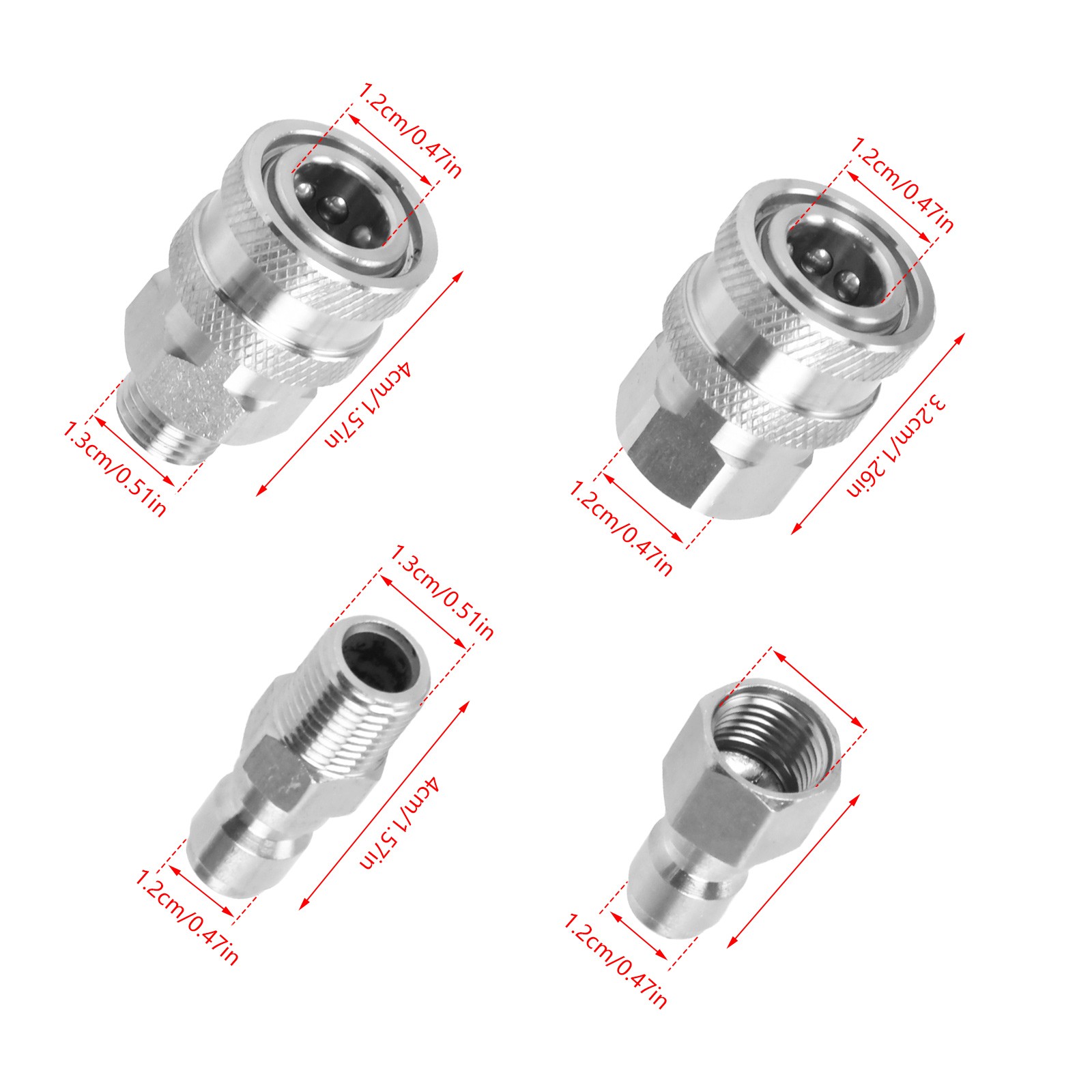 2 Sets NPT 1/4 Inch Pressure Washer Coupler Quick Connect Plug Fitting Adapter