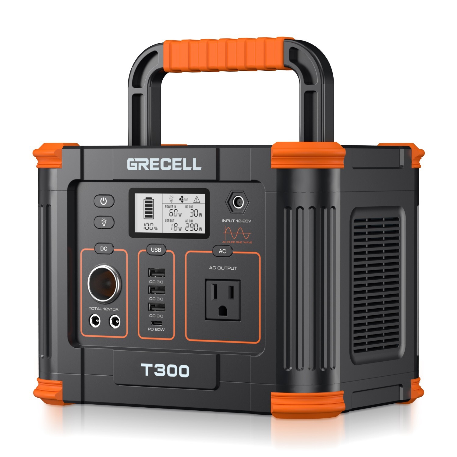 GRECELL 300W Portable Power Station Solar Generator Backup Battery RV Camping