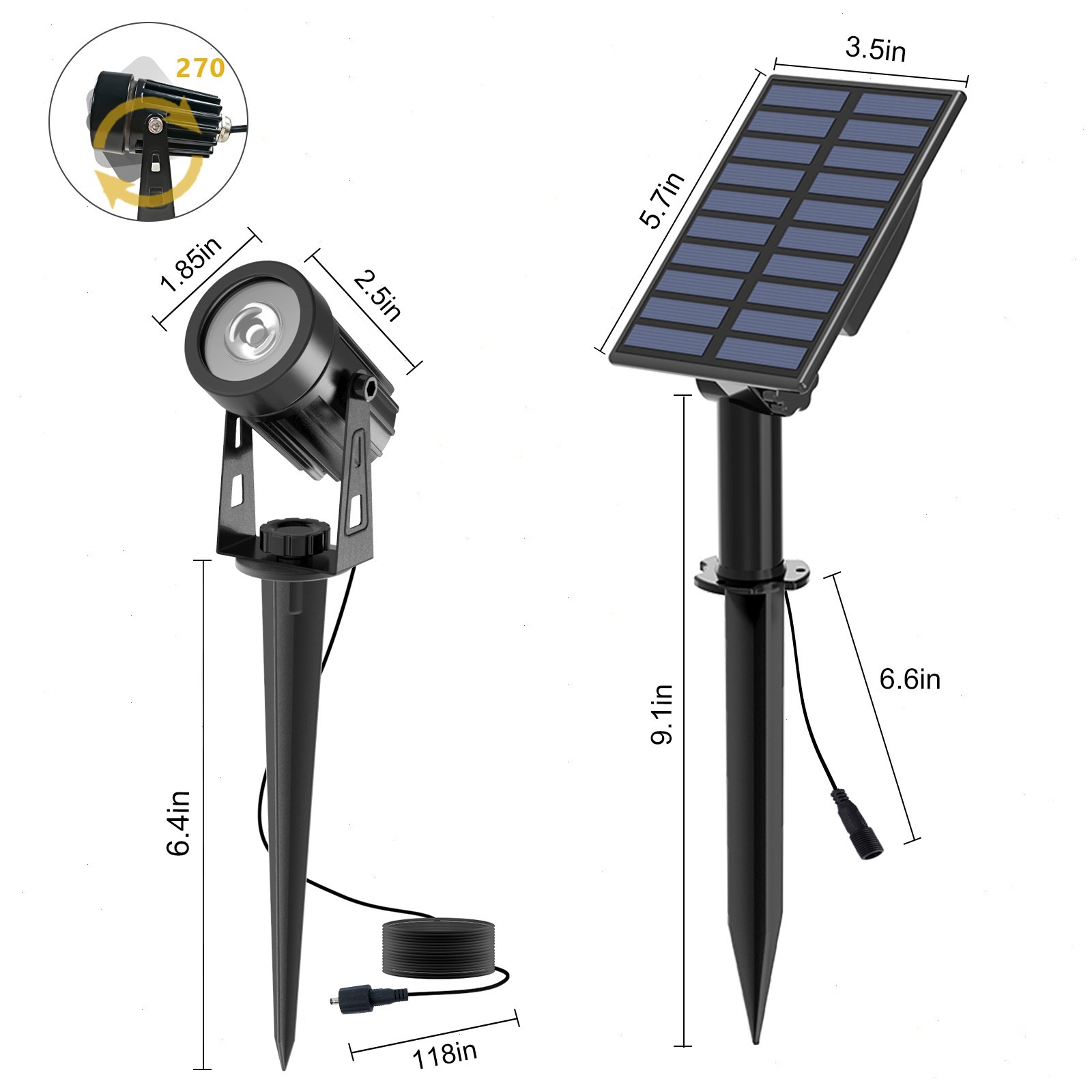 T-SUN Solar Landscape Spot Light Garden IP65 Waterproof For Driveway Pathway US