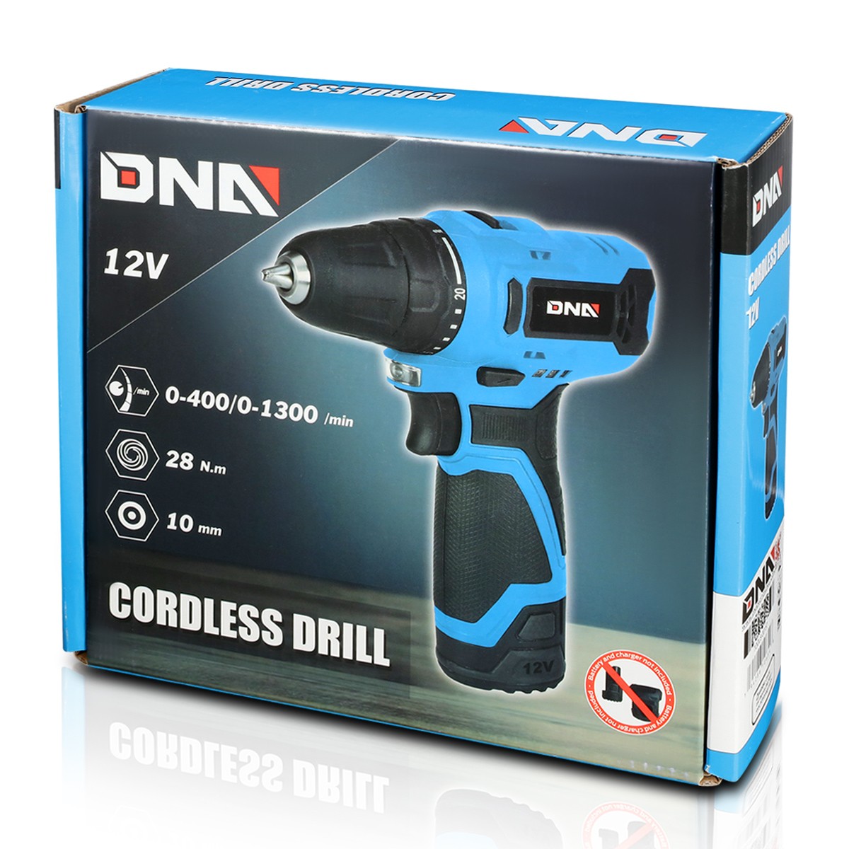 DNA Motoring 12V Electric Drill Cordless Electric Screwdriver Drill+Keyless Blue