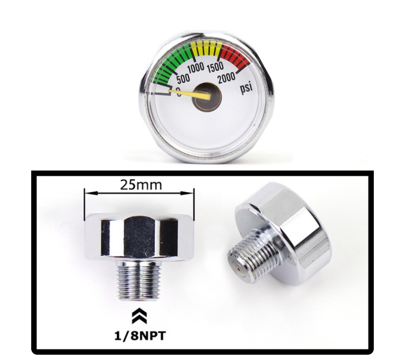 PCP Air Mini Micro Pressure Gauge Manometre Manometer 1/8BSP(G1/8) 1/8NPT M10 M8