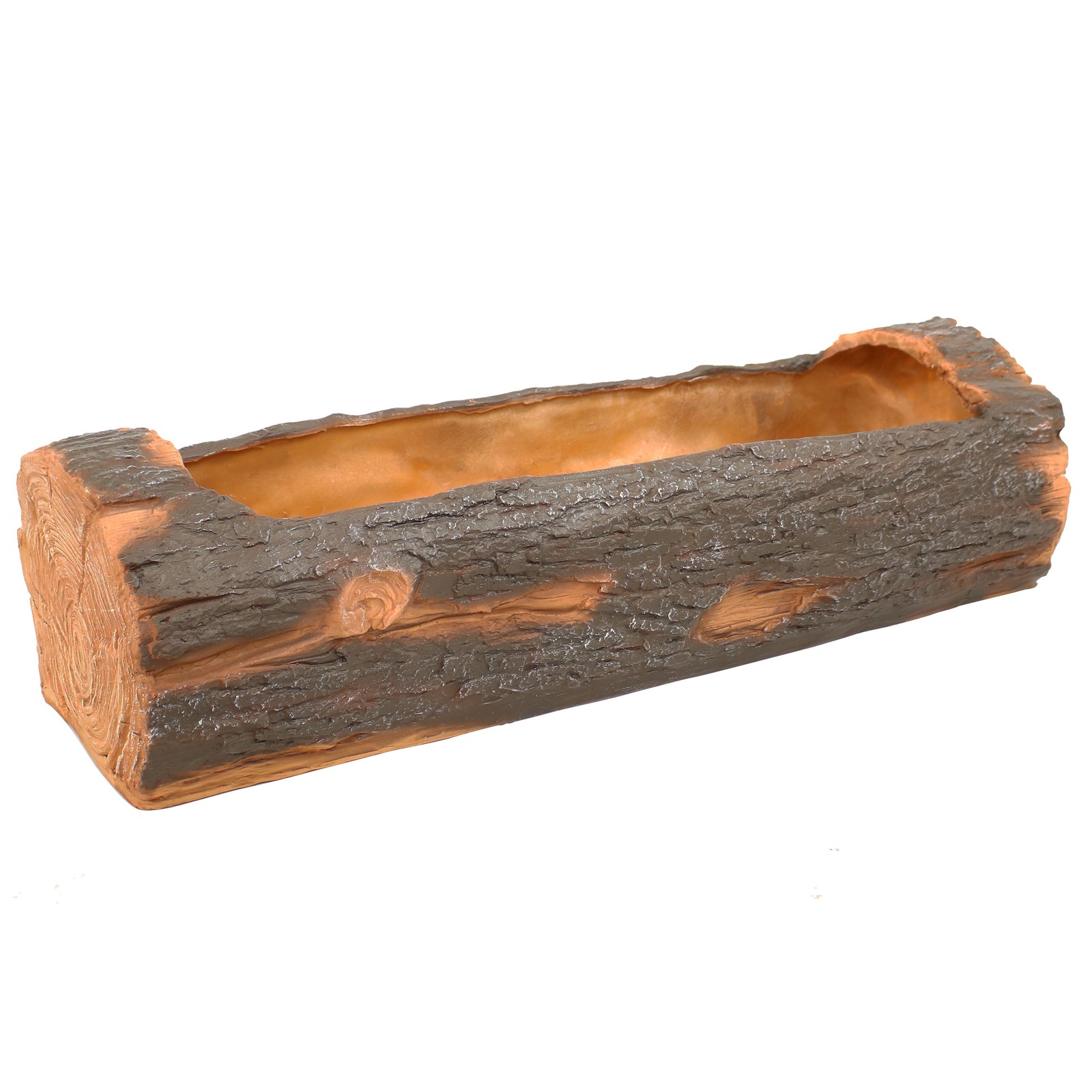 35 in Polyresin Rustic Outdoor Raised Log Flower Pot Planter by Sunnydaze
