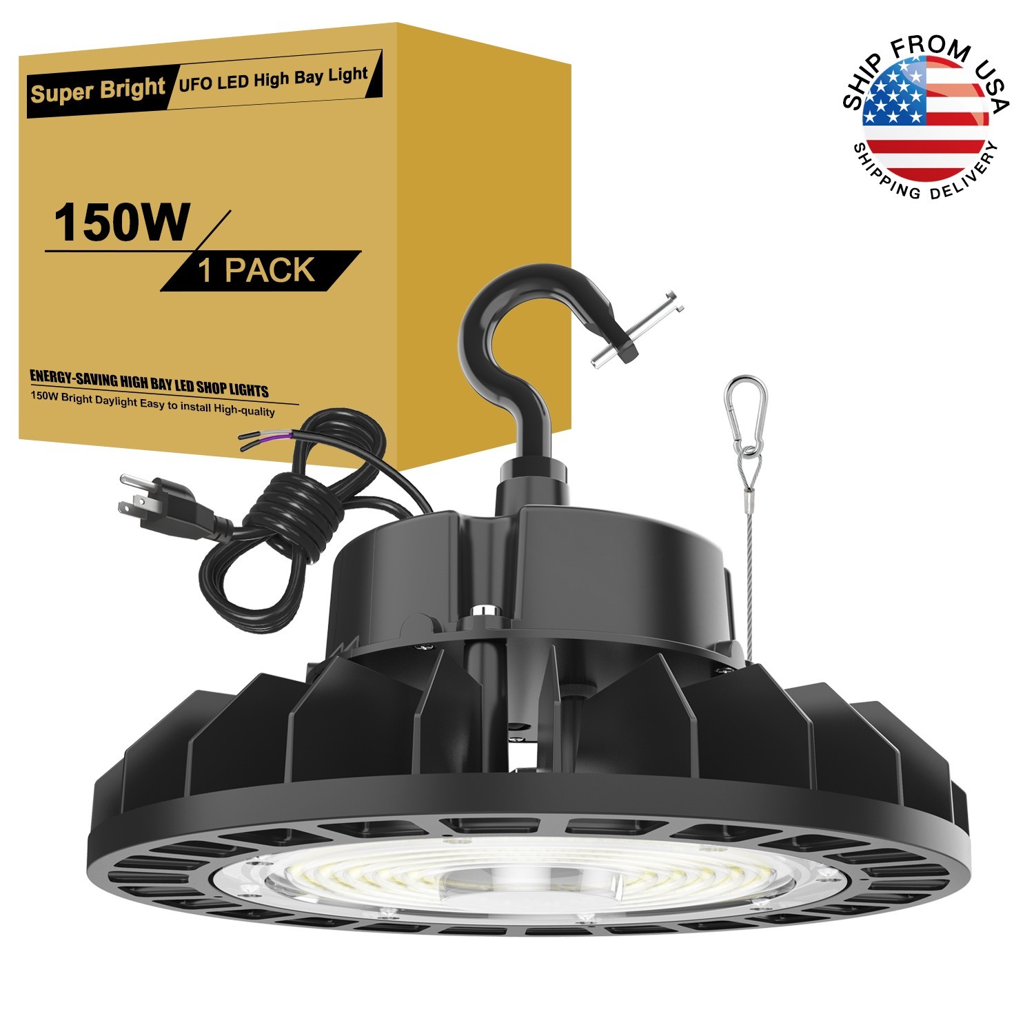 1-20 PACK 150W/200W/240W LED UFO High Bay Light Dimmable Warehouse Shop Fixtures