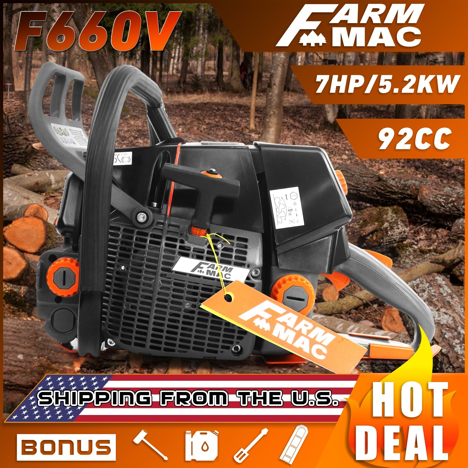 92cc Pro Gas Chainsaw Power Head Compatible with MS 660 For Milling Wood No Bar