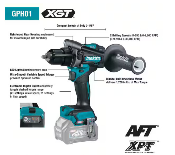 Makita GT200D 40V max XGT Brushless Cordless 2Pc Combo Kit (2x40V 2.5Ah Battery)