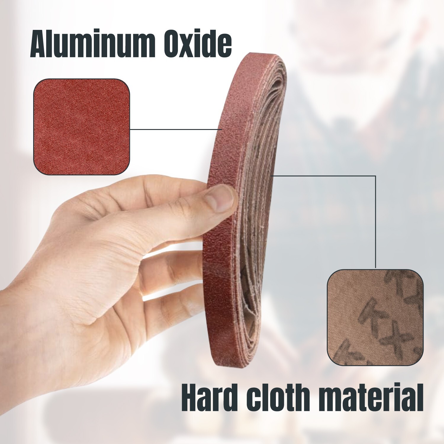 50PK-1/2 x 18″ Abrasive Sanding Belt 10 each of 40/80/120/180/240 Grits 40182-1
