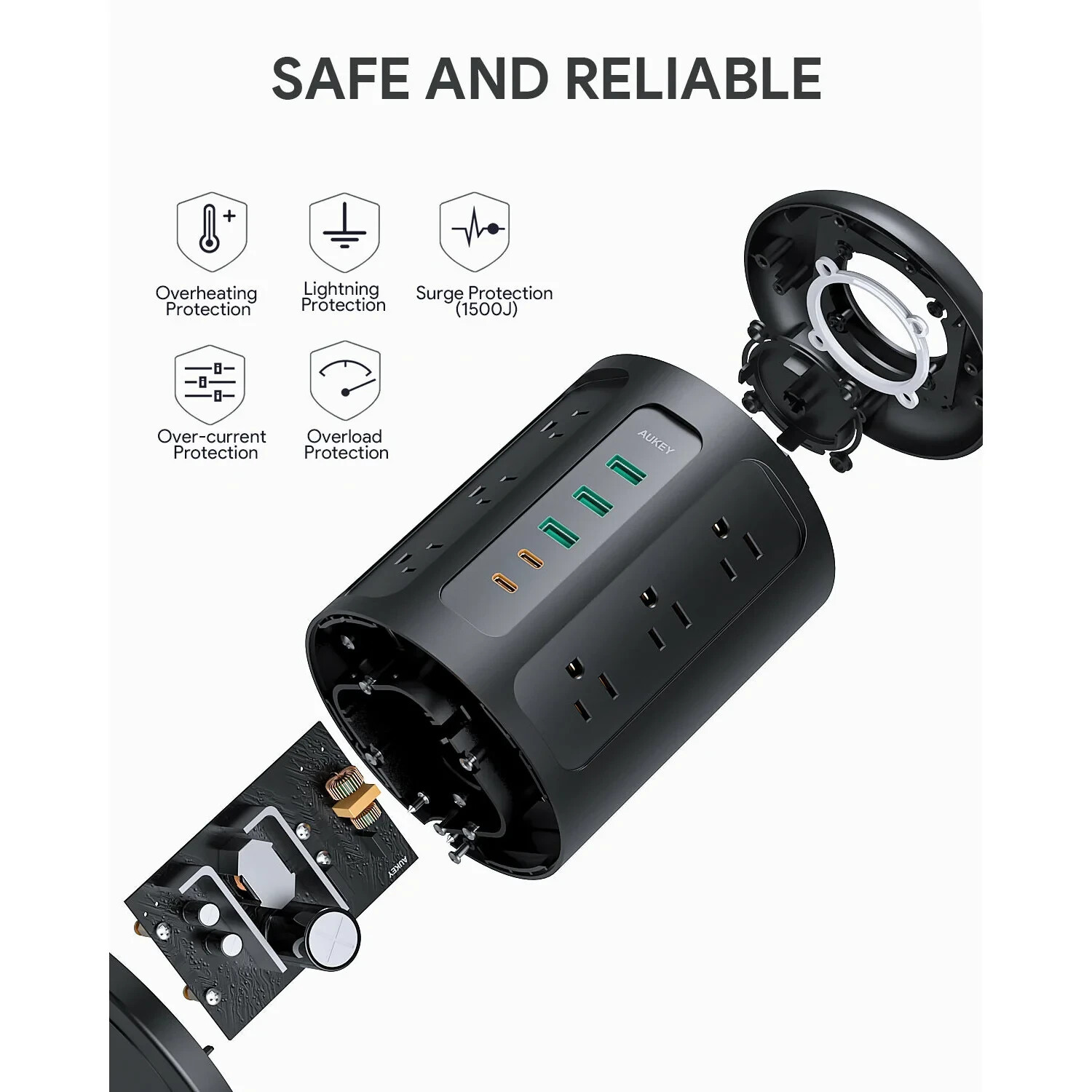 Power Strip Tower, 12 Outlets, 30W 3 USB & 2 USB-C ports, power up to 17 devices
