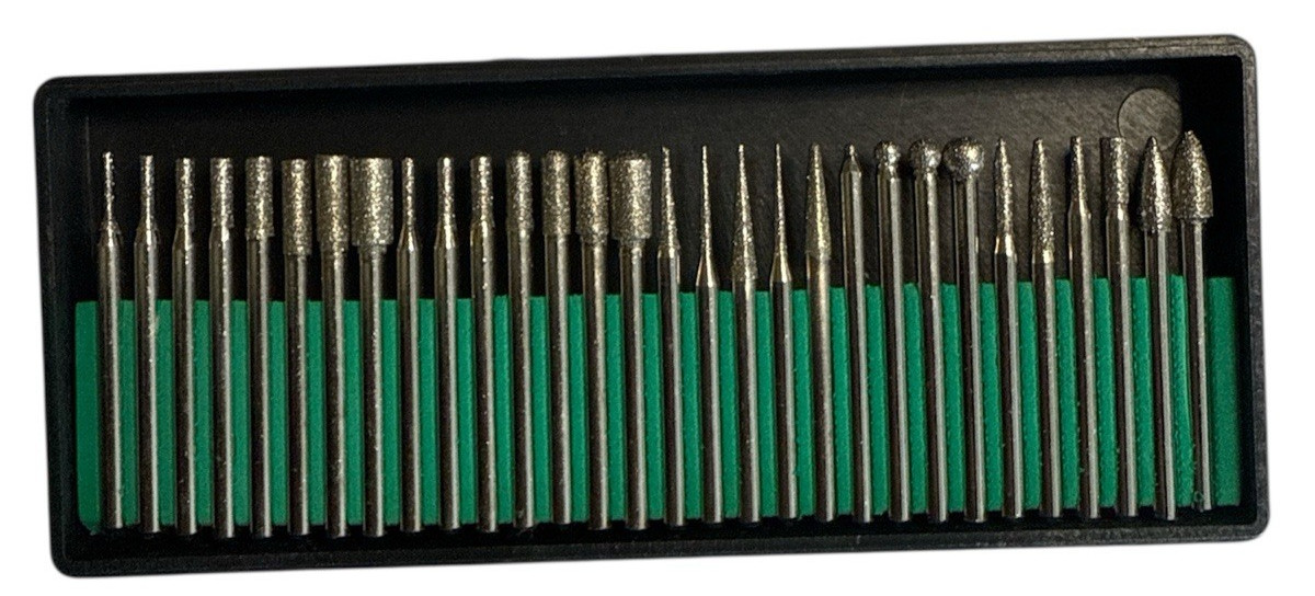 SE 30 Piece Assorted Diamond Coated Tip Burrs Set 1/8″ Shank 120 Grit ~ 82327DB