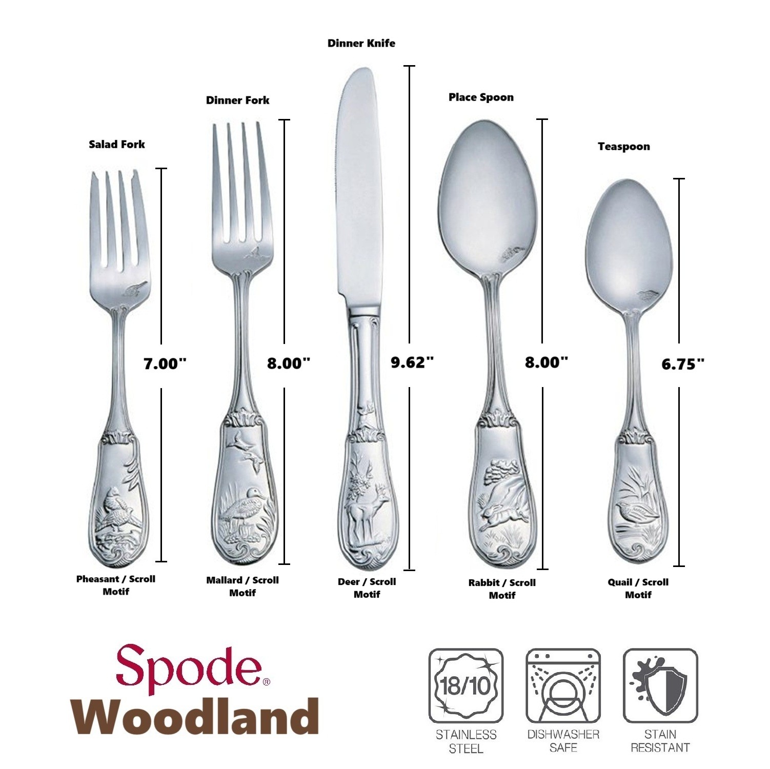 Spode Woodland 18/10 Stainless Steel 20pc. Flatware Set (Service for Four)