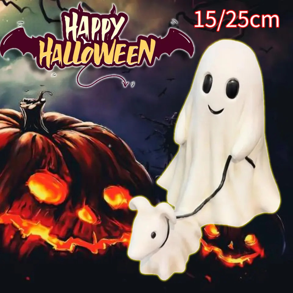9.8 in Halloween Goblin And Ghoul Ghost Walking Dog Spooky Ghost Dog Figurine