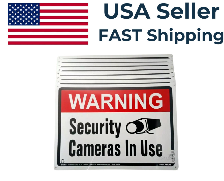 8 PACK – Hillman 843296 Security Cameras in Use Sign, 10 in. x 14 in.