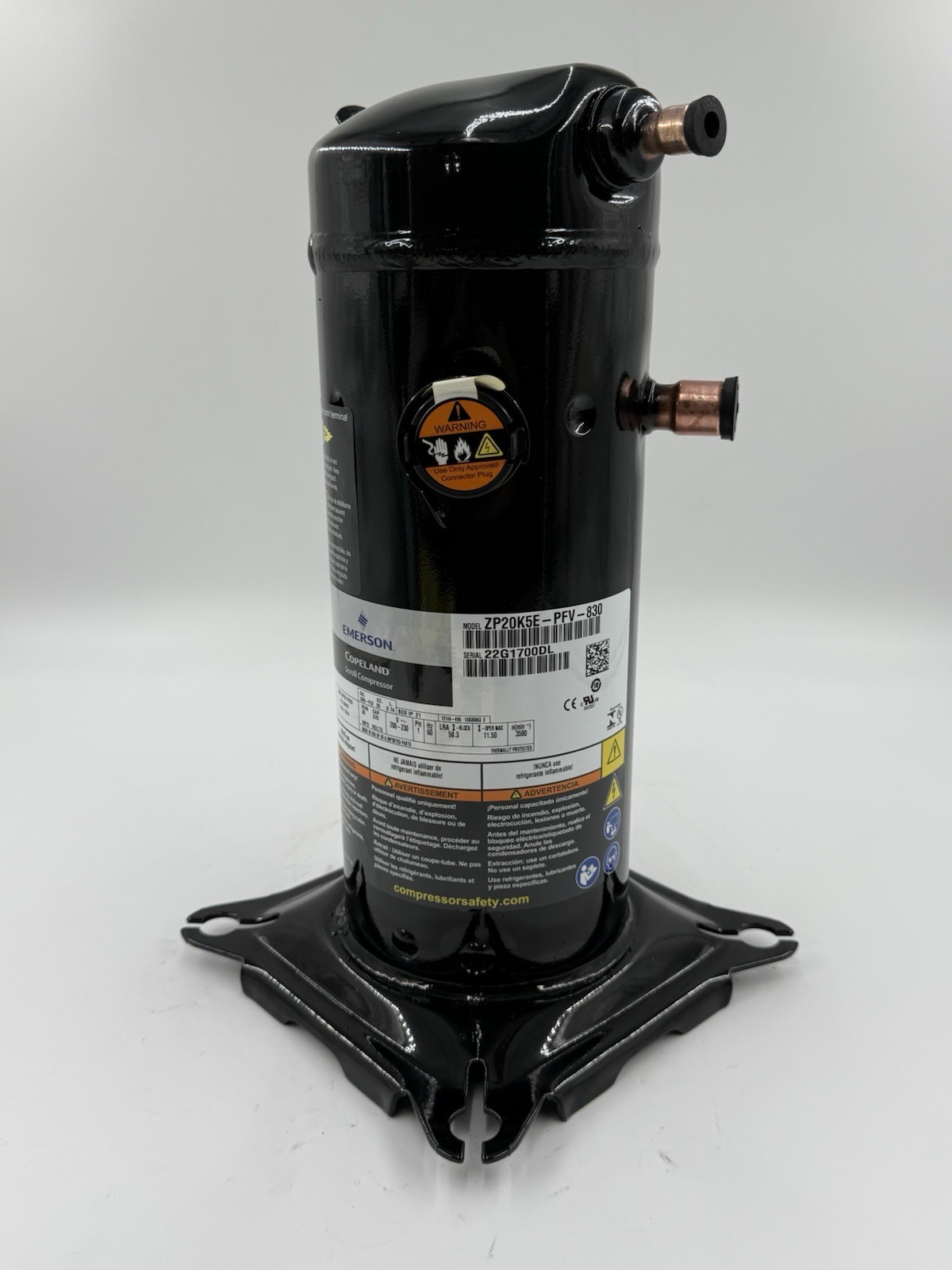 NEW Copeland ZP20K5E-PFV-830 Compressor R410a 1 PH 2 Ton ZP20K6E ZP20K5E-PFV-130