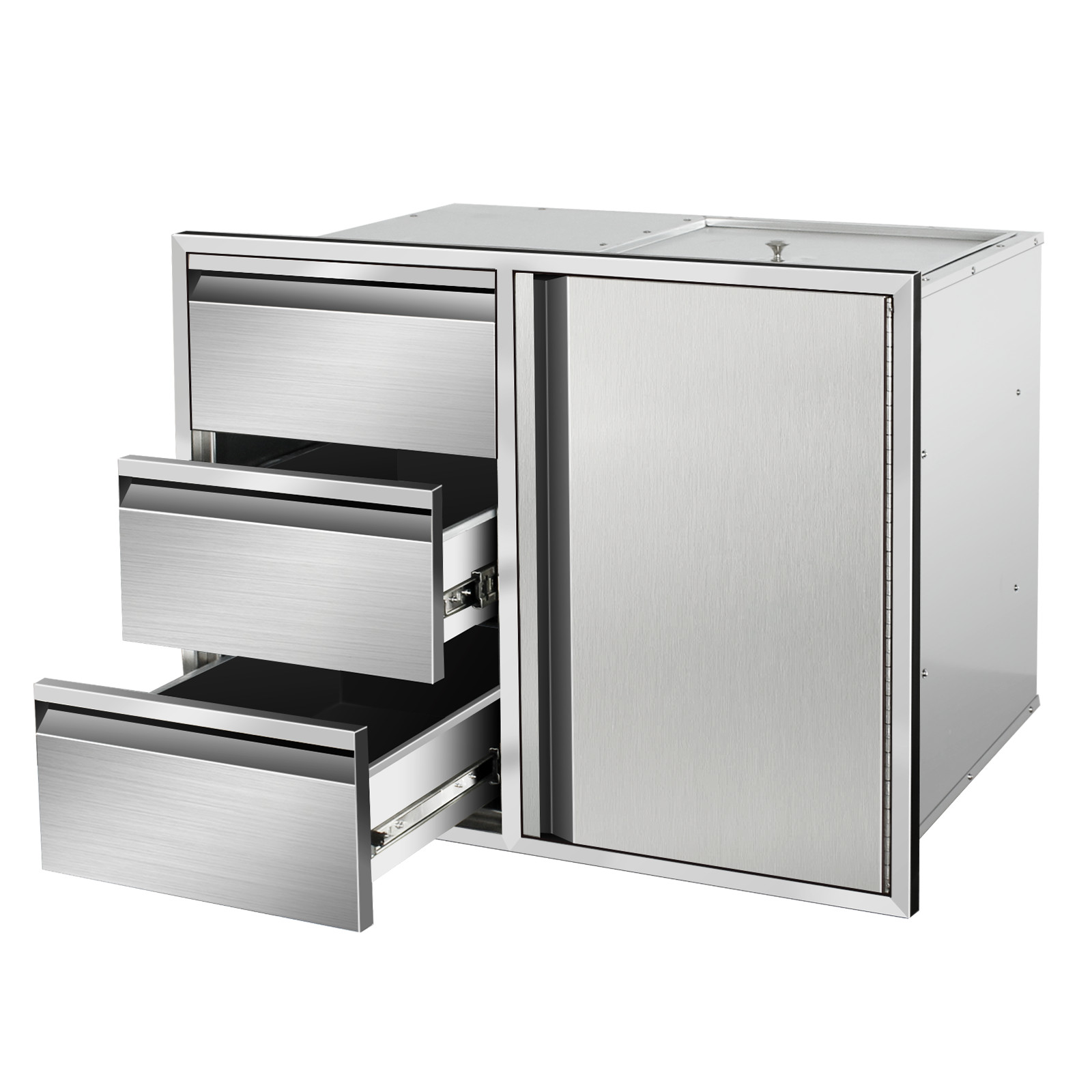 Outdoor Kitchen Drawer Combo Cabinet Built-in Triple Drawers&Door Storage