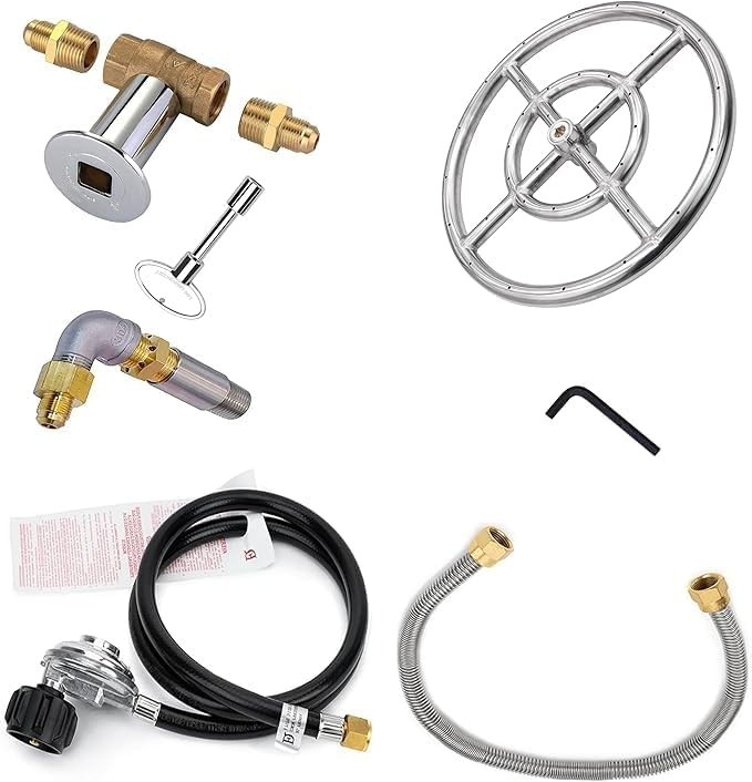 12in Stainless Steel Fire Pit Ring Burner Valve Kit Outdoor Fireplace DIY