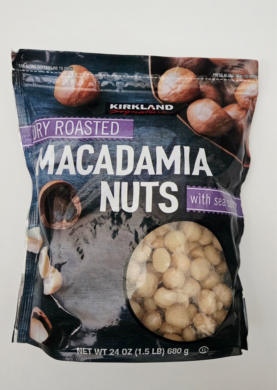 Kirkland Signature Dry Roasted Macadamia Nuts Sea Salt 24oz Bag 1.5lb