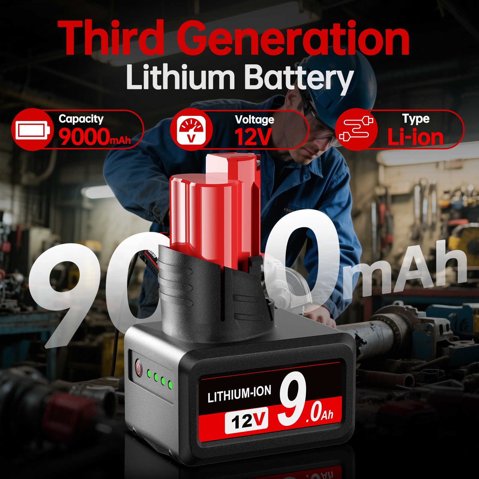 12V For Milwaukee For M12 8.0,9.0Ah Lithium Battery 48-11-240 48-11-2460 Charger