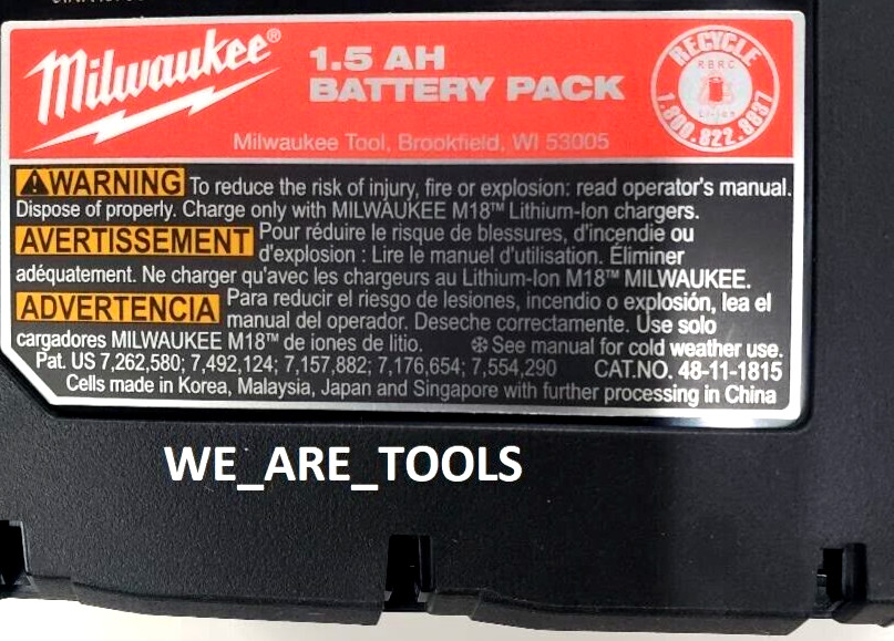 (1) New GENUINE Milwaukee Battery 48-11-1815 1.5 AH Compact M18 18 Volt 18V