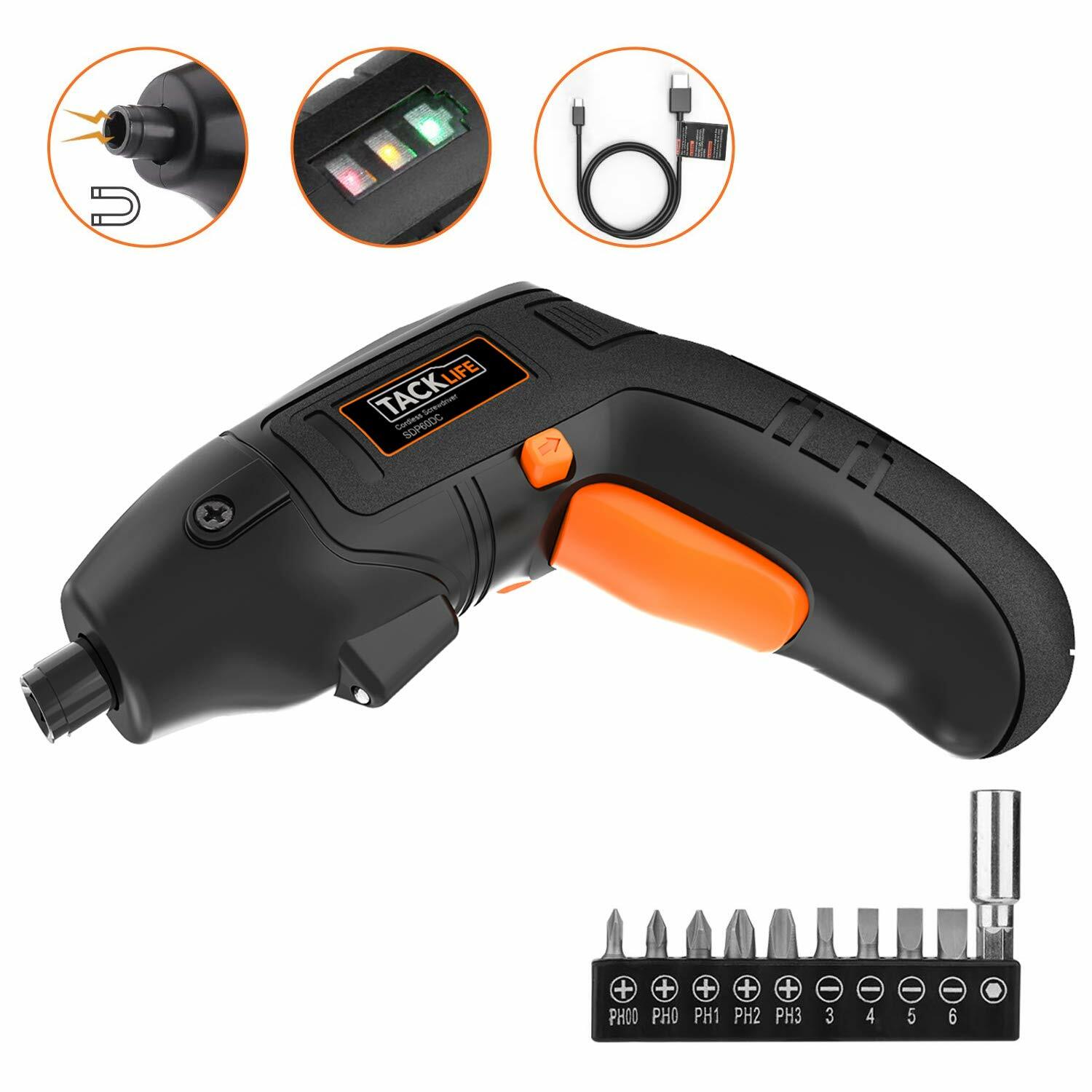 Electric Screwdriver, Tacklife Cordless Screwdriver Rechargeable 1500 mAh Li-on