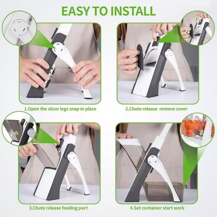 Safe Mandoline Slicer 5 in 1 Vegetable Chopper Food Potato Cutter Adjustable US