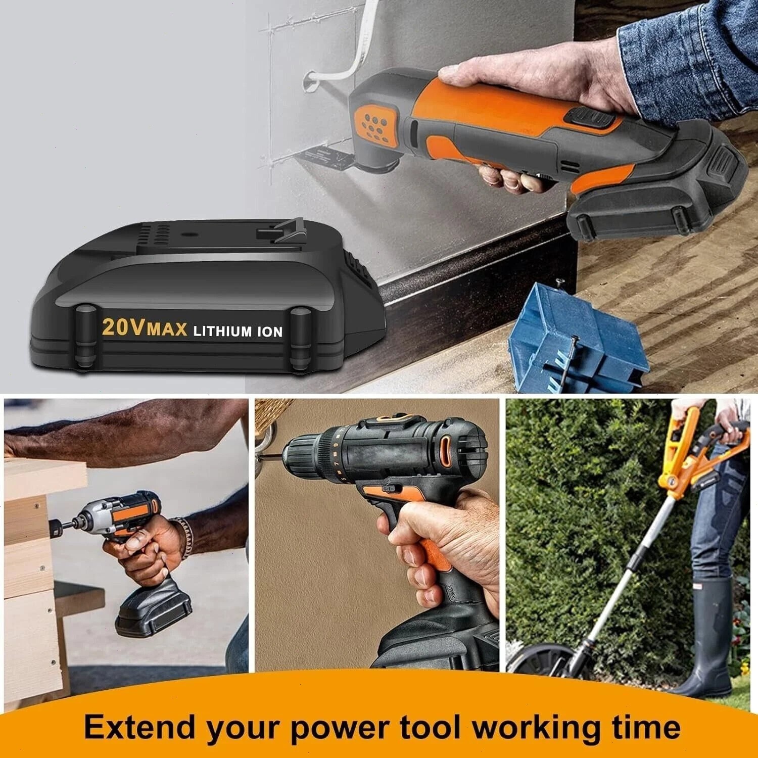 2PACK 8.0Ah For WORX 20V 8AH MAX Extend Lithium-Ion Battery WA3525 WA3575 WA3520