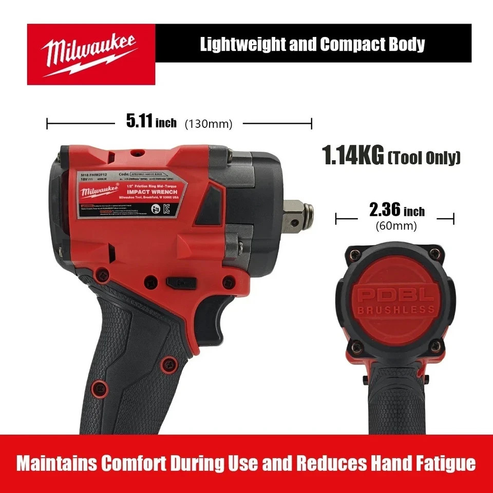 Milwaukee 18V Compact Impact Wrench 1/2 Car Truck Repair Screwdriver Tool Only