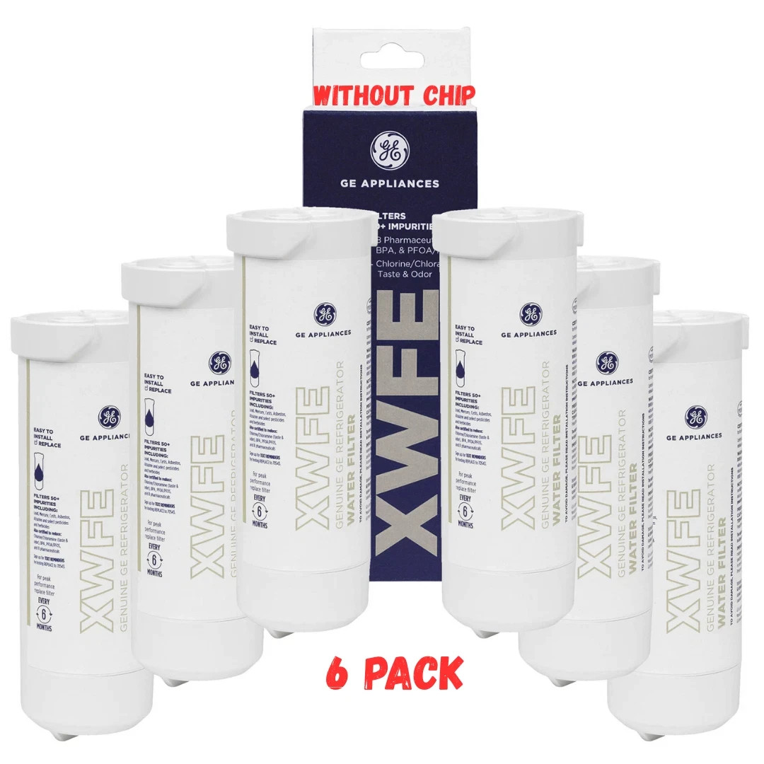 6 Pack GE XWFE Replacment Refrigerator Water Filter Without Chip, New in box