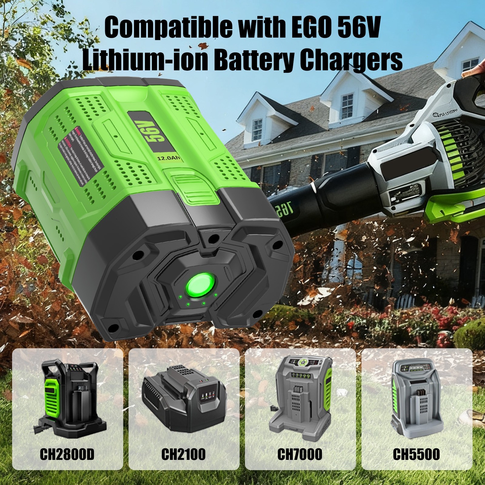1~2PACK 56V 12.0Ah upgrade For EGO BA5600T Power + 56V 10Ah Lithium New Battery