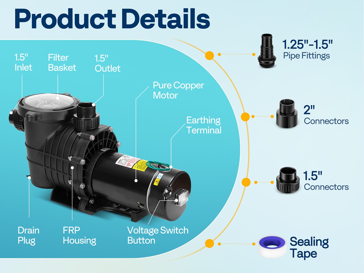 1.5HP 2HP Swimming Pool Pump Replacement for Hayward In/Above Ground 115V/230V