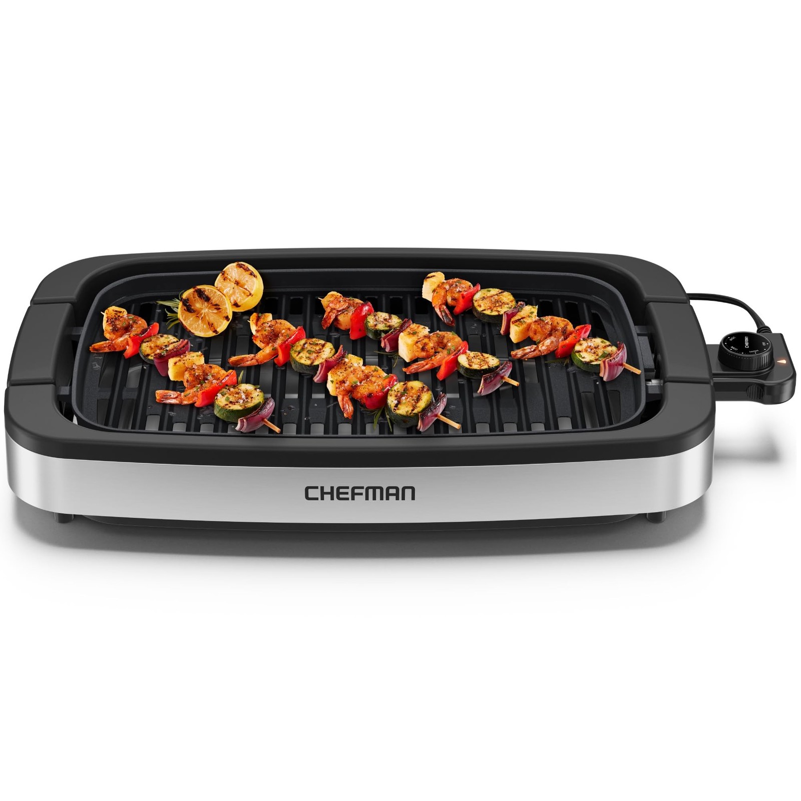 Chefman RJ23-SPG-SS Smokeless Indoor Electric Grill with Adjustable Temperature