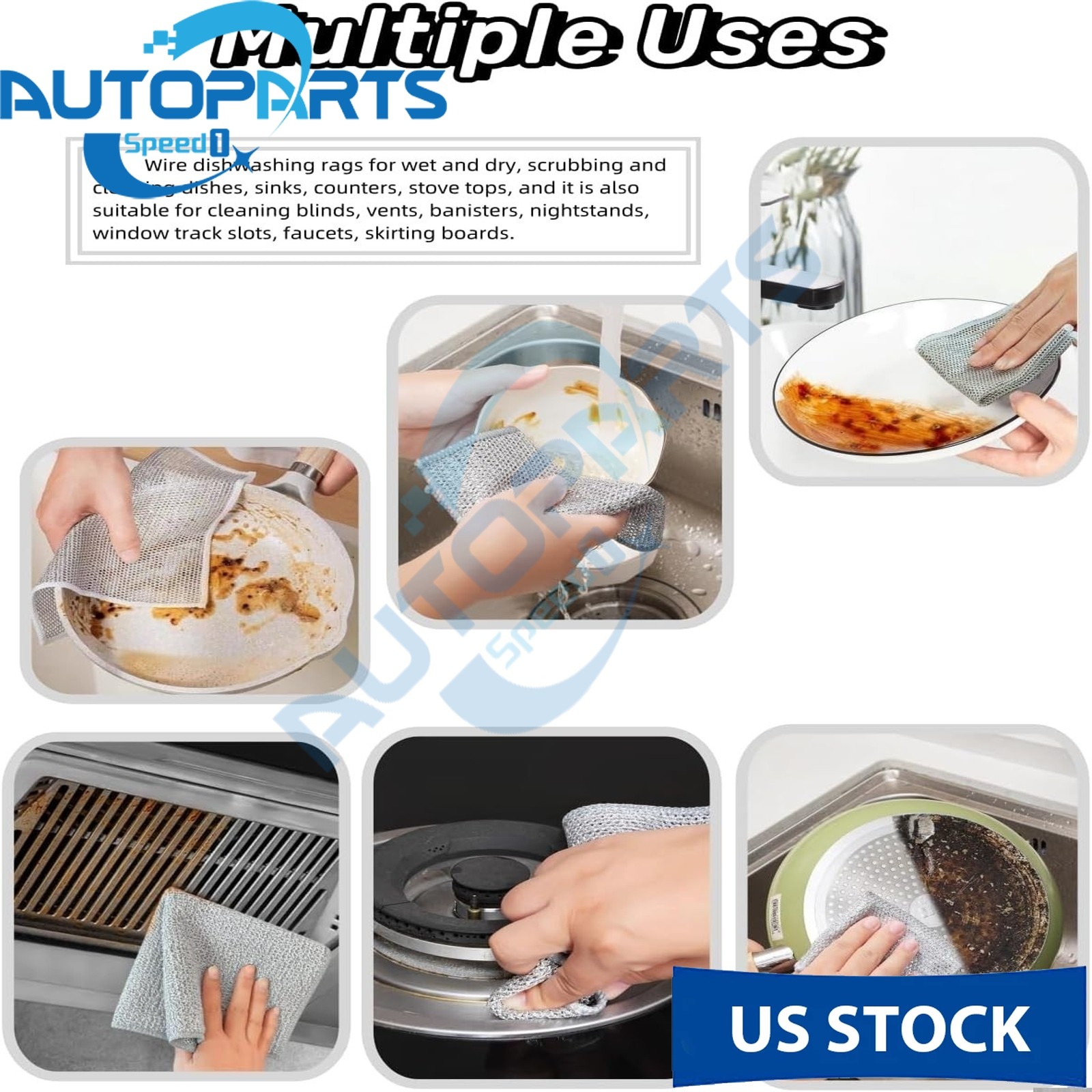6 Pack Steel Wool Dishwashing Pads Multipurpose Mesh Dish Cloths Stainless Steel