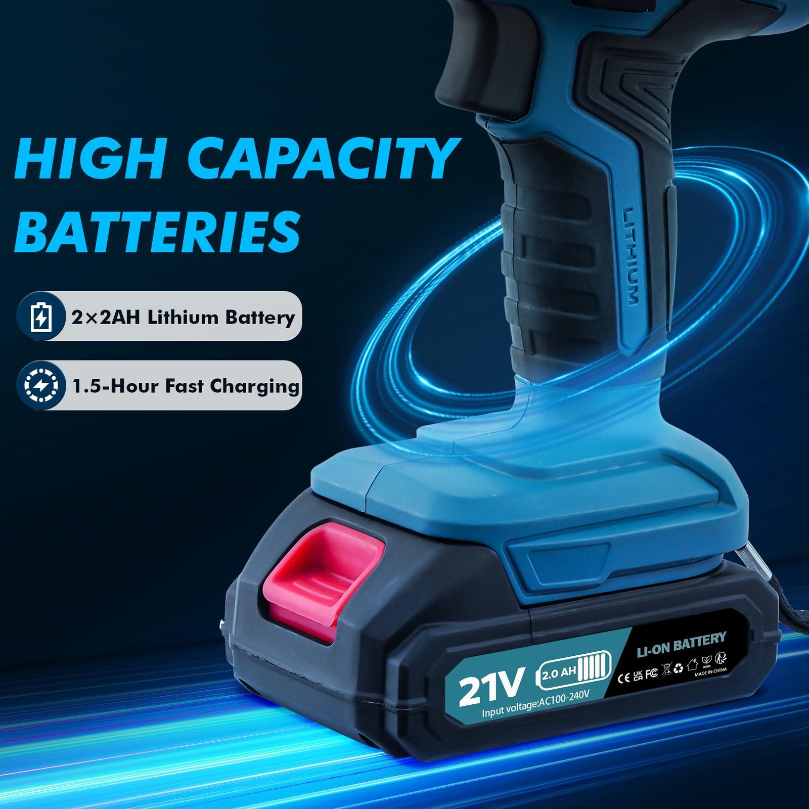 21V Cordless Reciprocating Saw Brushless with 2 Battery & Charger & 8 Saw Blade