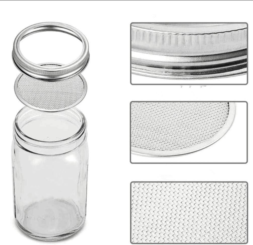Sprouting Jar Lid 32oz Glass Jars with 4 Pack Stainless Steel Sprouting Stand…