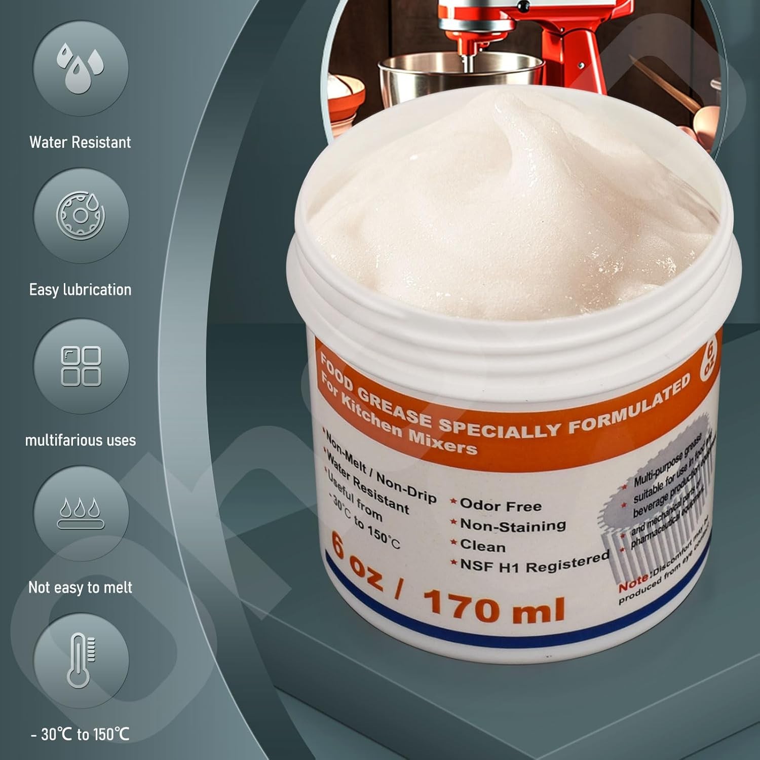 6 Oz Food Grade Grease for Kitchenaid Stand Mixer with 9709511 WP4162324 416232