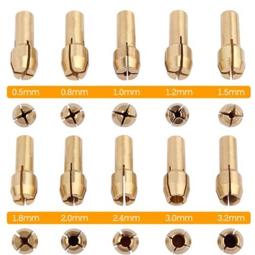 10 Pcs Brass Collet Set Compatible with Dremel 480, 481, 482, 483 3.2mm (1/8 inc