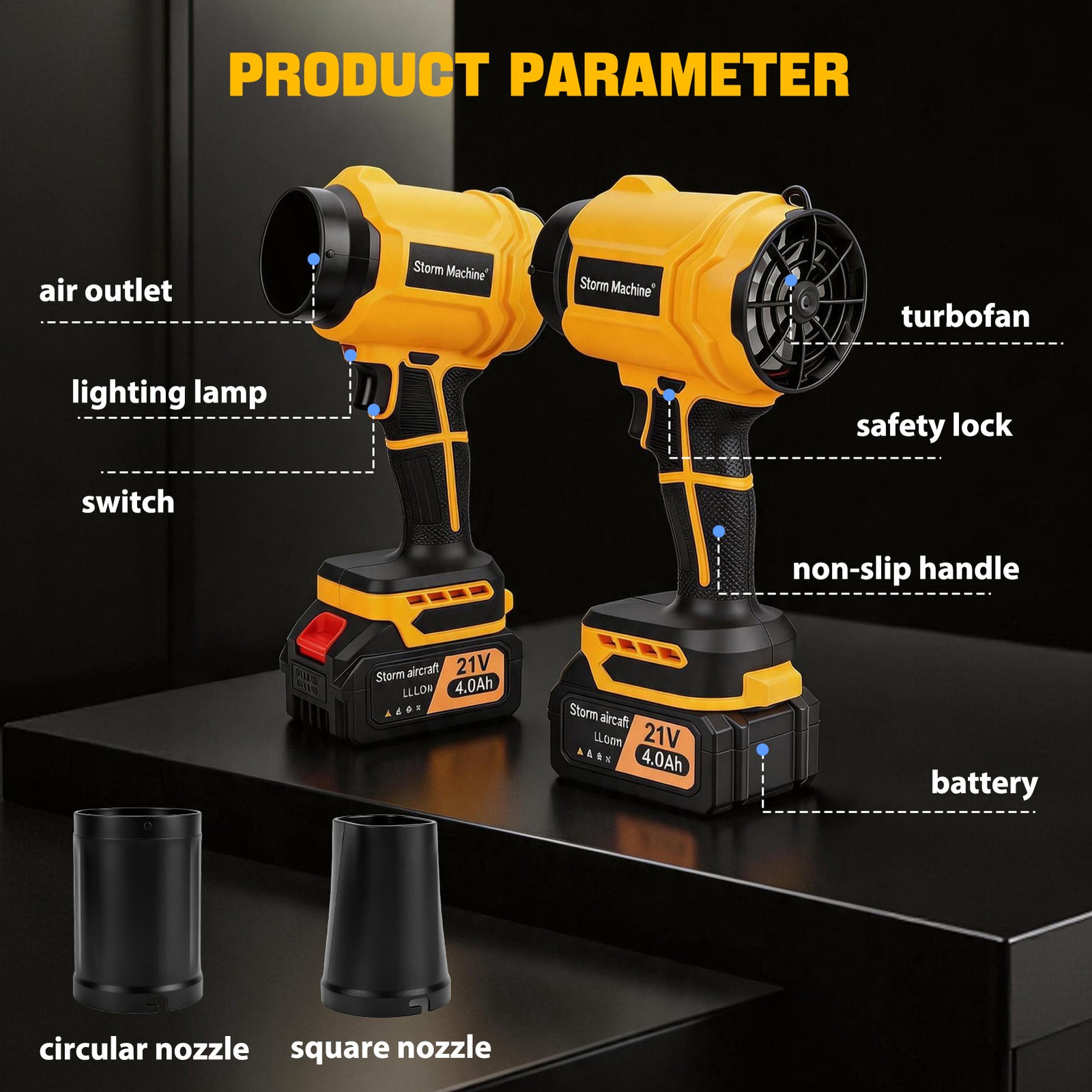 Portable Cordless Leaf Blower with Battery Charger 30000RPM Handheld 300W