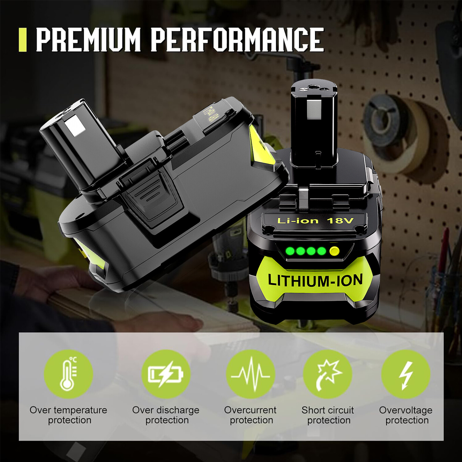 2X For RYOBI P108 18V 8.0Ah One+ Plus High Capacity 18 Volt Lithium LED Battery
