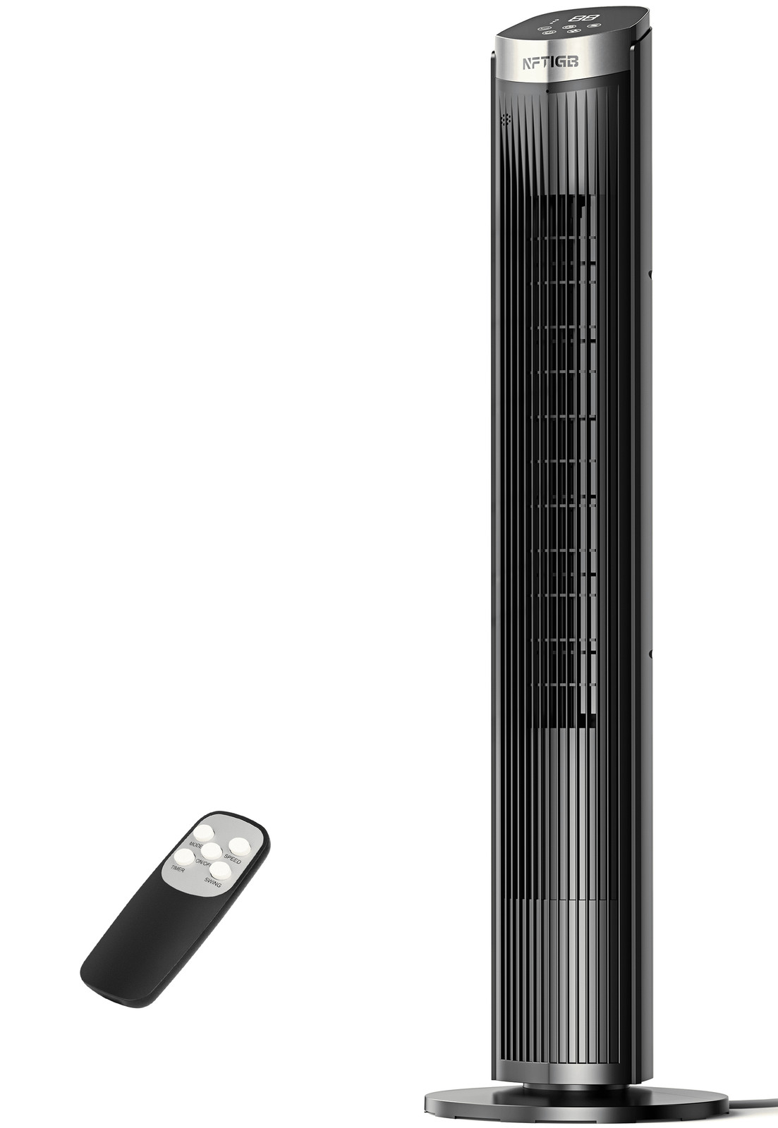 40″ Bladeless Tower Fan 5-Speed 70° Oscillation 35dB Quiet Remote Black White