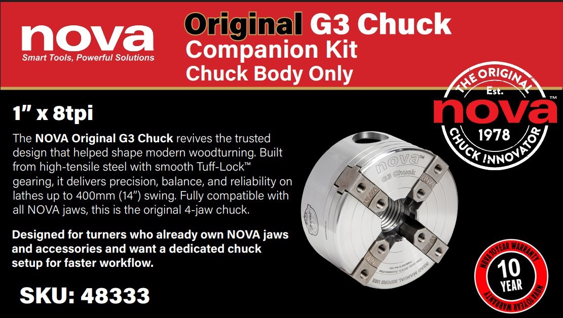 NOVA ORIGINAL G3 COMPANION CHUCK – DIRECT THREAD 1″8TPI