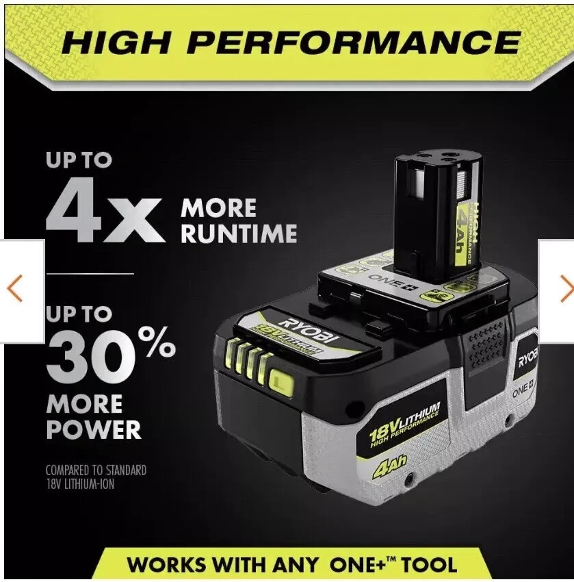 Ryobi PBP004 ONE+ HP High Performance 18 v Volts Lithium-Ion 4.0 Ah Battery