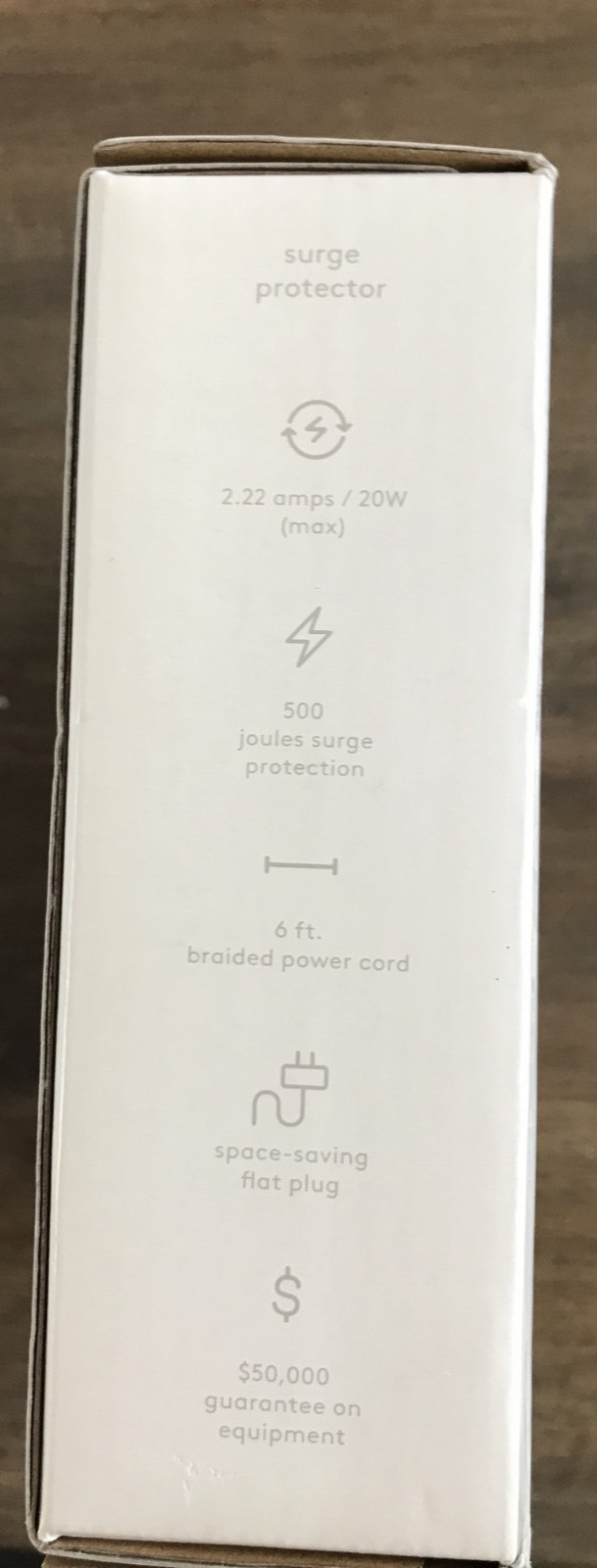 NEW 6′ Braided Cord Surge Protector 3 outlets + 2C + 1A Black SPACE SAVER PLUG