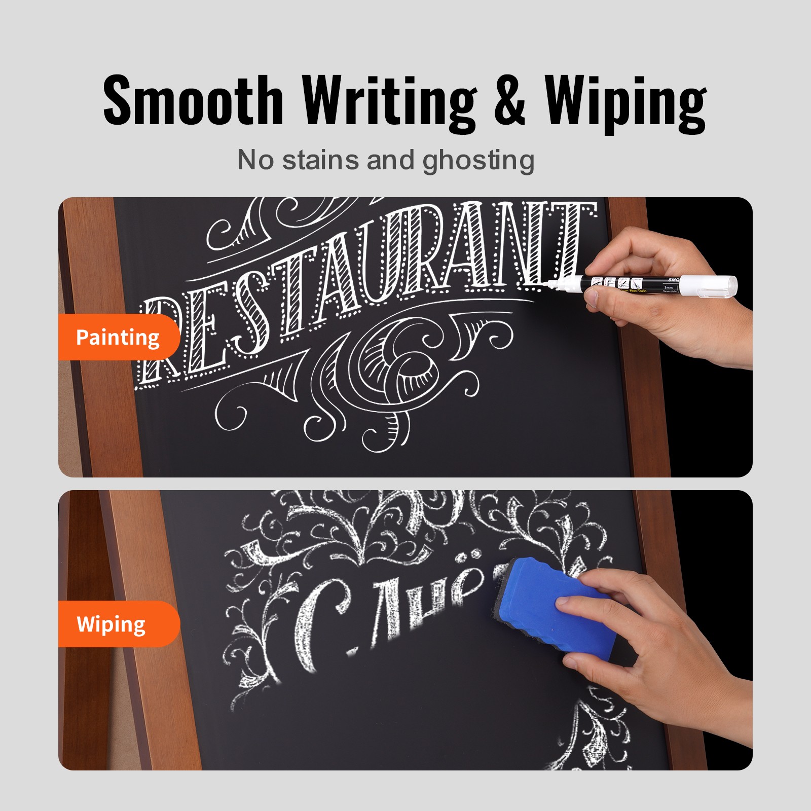 VEVOR 40″ Double Sided Wood A-Frame Sidewalk Chalkboard Menu Display Easel Signs