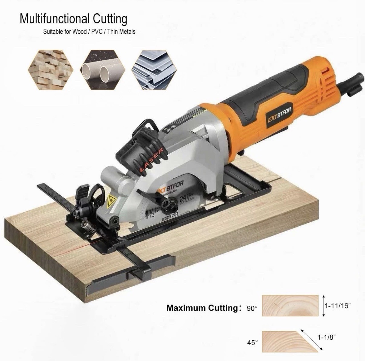 Power Circular Saw,4.8A Mini Circular Saw with Laser Guide,4000RPM Corded Saw…